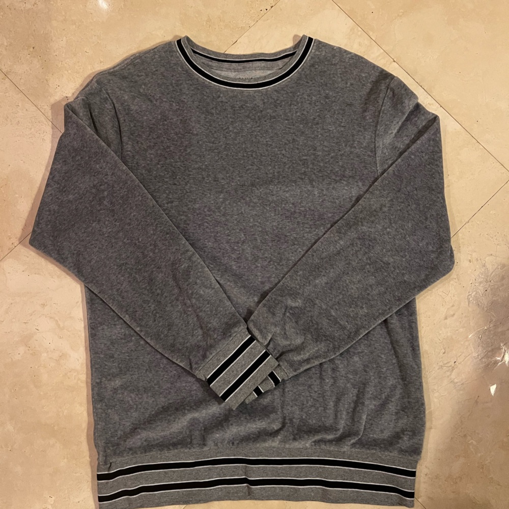 Men's Gray Sweater with Striped Accents
